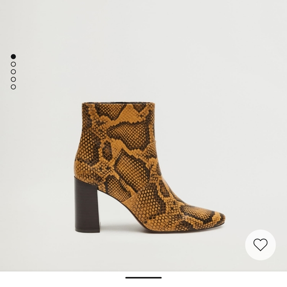 Pointed heel ankle MANGO boots 38 EU, 7.5 US, yellow snake pattern - Picture 2 of 11